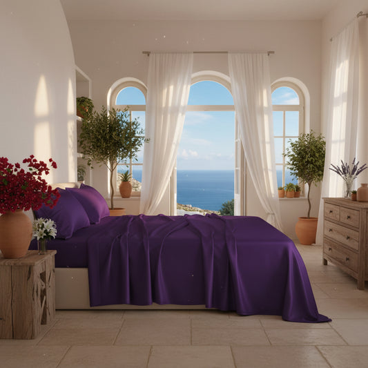 Dluxe Ave. (KING) 4 Pcs Sheets Set, 100% Tencel Lyocell Sheets,/ Aubergine
