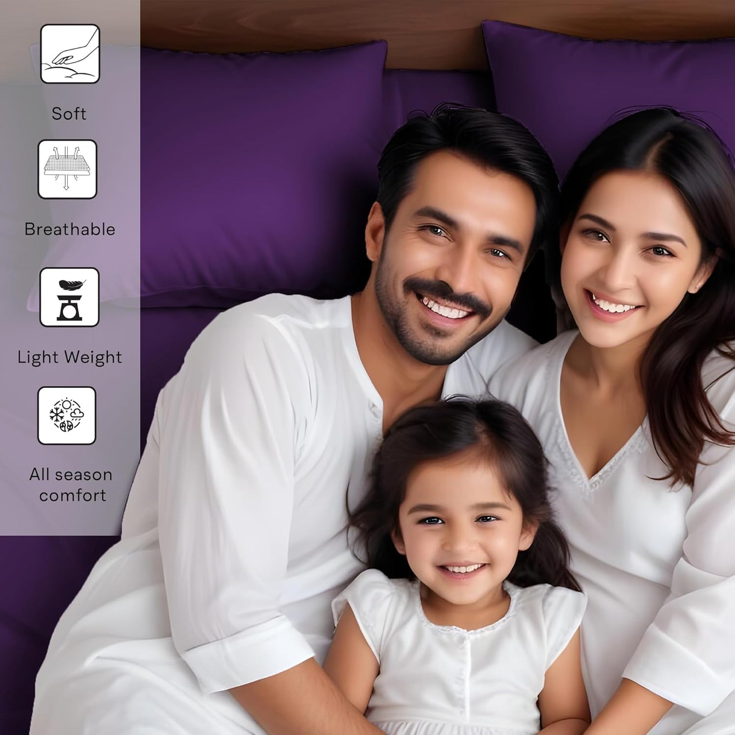 Dluxe Ave. ( KING ) 4 Pcs Sheets Set, 100% Tencel Lyocell Sheets, Luxuriously Soft and Silky, Deep Pocket Up to 16", Breathable Moisture Wicking Eucalyptus Sheets, Aubergine