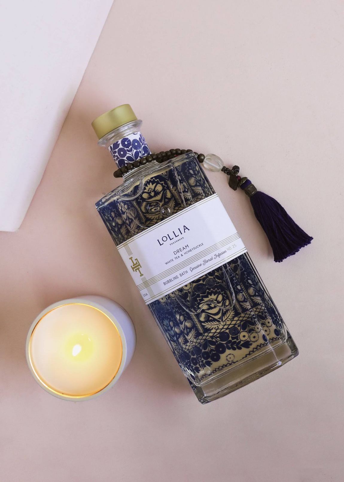 Dluxe Ave. Lollia Dream Bubble Bath 24 fl. oz. – White Tea & Honeysuckle Scent – Soothing & Moisture-Rich Bubble Bath