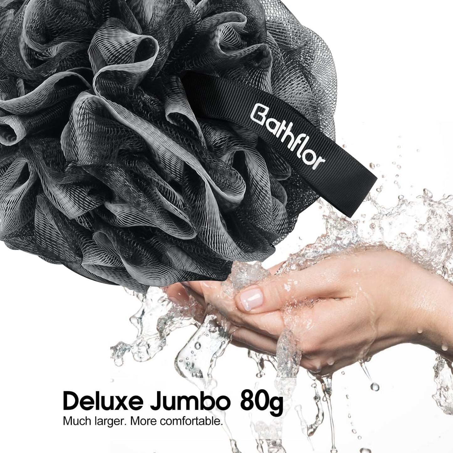 Dluxe Ave. Loofahs for Men Women 5-in-1 Large/ Exfoliating Body Scrubber/ 2 Bath Sponge (Black)