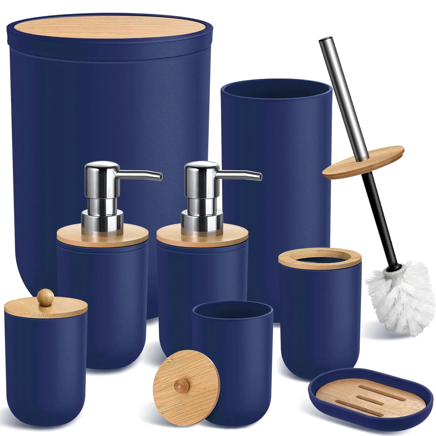 Dluxe Ave. Blue Bathroom Accessories Set 8 Pack Navy Blue Bathroom Decor Accessory Sets
