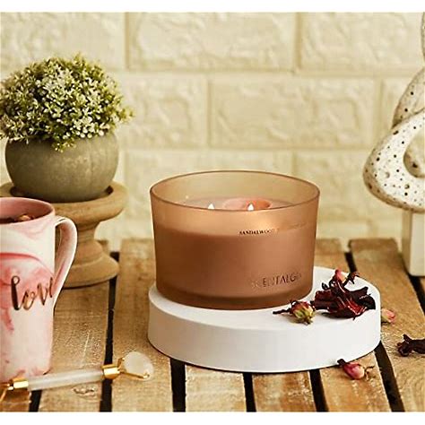 Dluxe Ave. Luxury Scented Candles | Sandalwood Bergamot Jasmine Fragrance | Large 20 Oz 3 Wick Candle Jar | Long Lasting 55 Hours Burn Time Non-Toxic 100% Natural Soy Wax