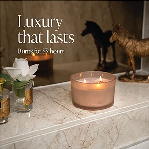 Dluxe Ave. Luxury Scented Candles | Sandalwood Bergamot Jasmine Fragrance | Large 20 Oz 3 Wick Candle Jar | Long Lasting 55 Hours Burn Time Non-Toxic 100% Natural Soy Wax