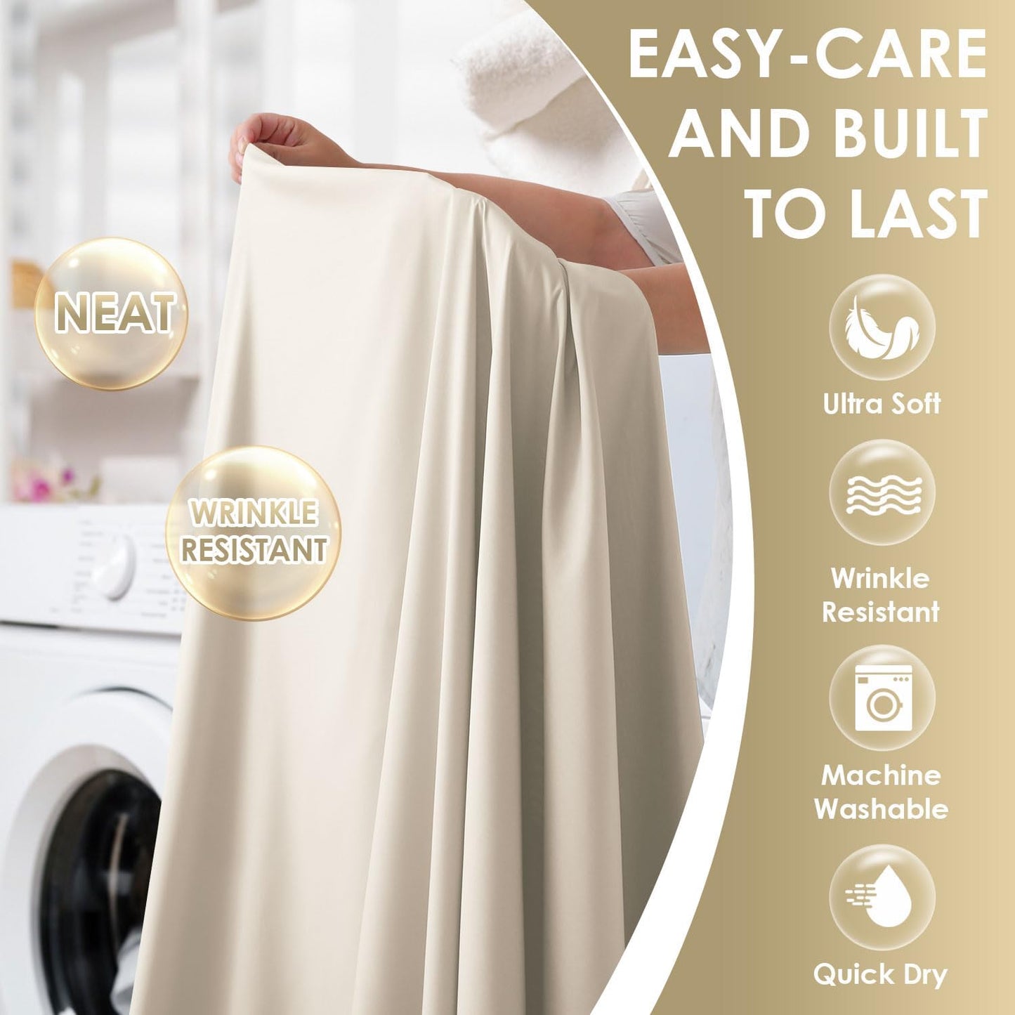 Dluxe Ave. ( KING ) 6 Pcs Luxury Silky Soft Bed Sheet Set/ Fits 16 inch Deep Pocket/ Ivory Cream