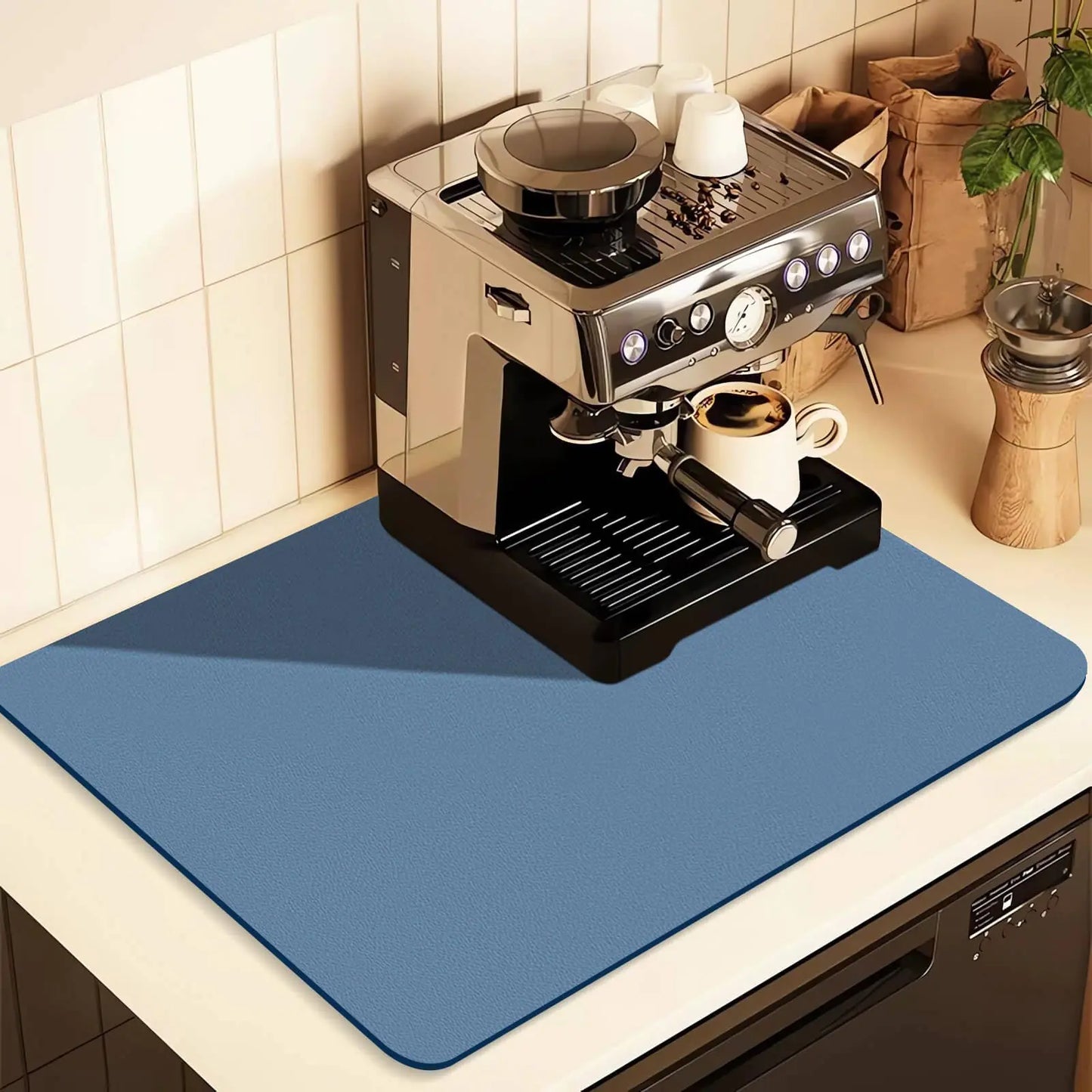 Dluxe Ave. Coffee Mat for Countertops/ (Blue) 12"x19"
