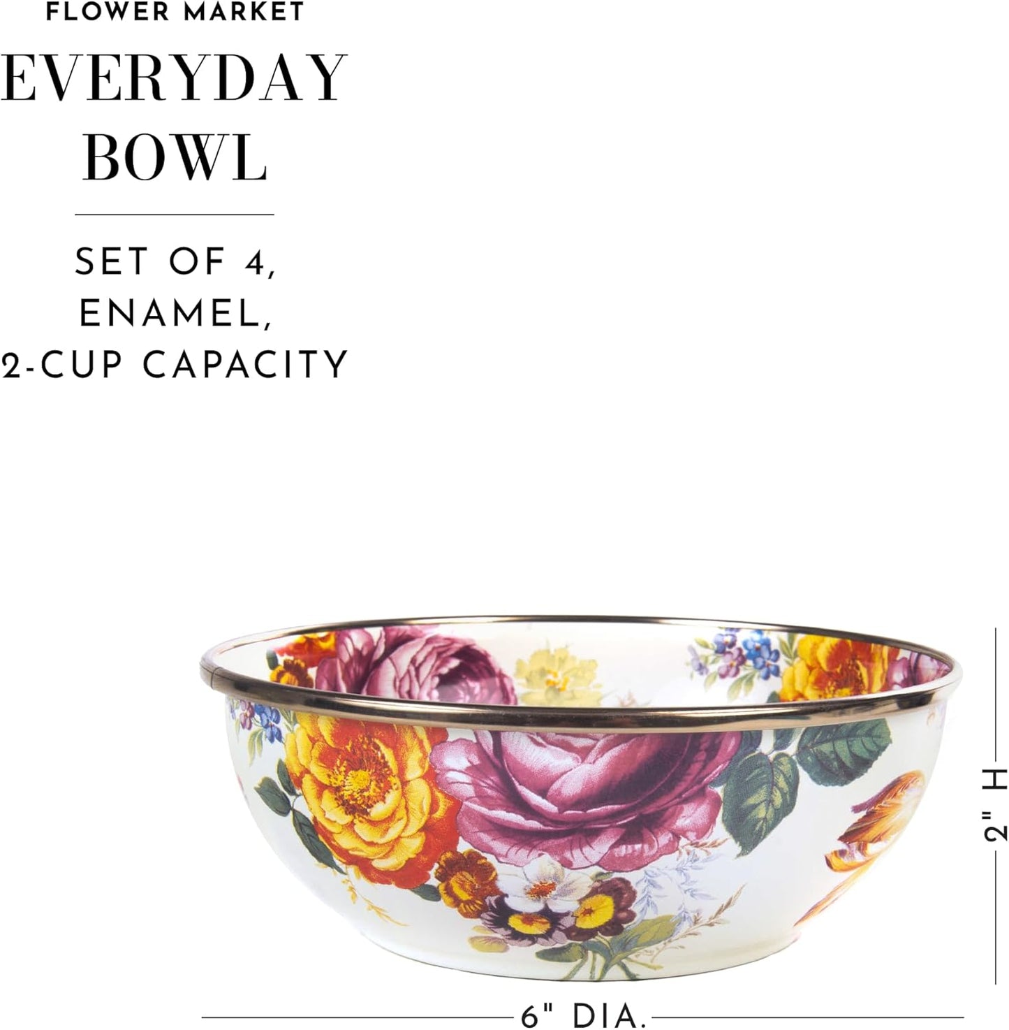 Dluxe Ave. Enamel  Serving Bowl / Extra Small White Flower Market