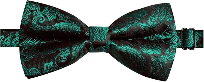 Dluxe Ave. Men’s Classic Paisley Pre-Tied Bowtie Pocket Square and Cufflinks