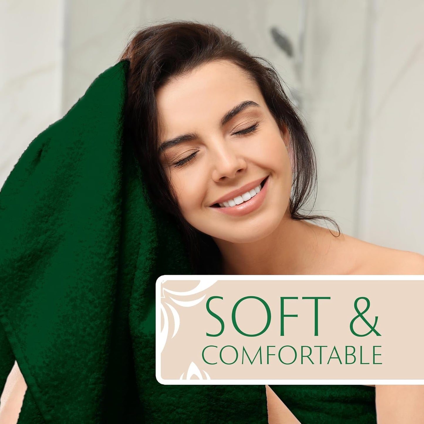 Dluxe Ave. Premium Turkish Washcloth Set/ Ultimate Luxury, Soft Thick Super Absorbent/ 6-Pack (Dark Green)