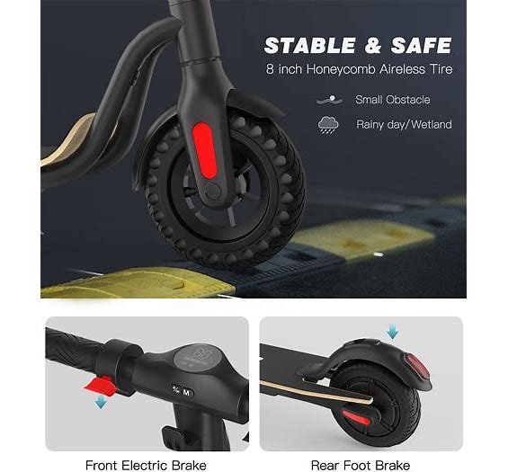 Dluxe Ave. Electric Foldable Scooter for Adults, Longer Deck Load/ 265 lbs.3 Gears Max Speed 15.5 MPH Up to 17 Miles Rang 7.5 Ah Powerful Battery with 8 Tires