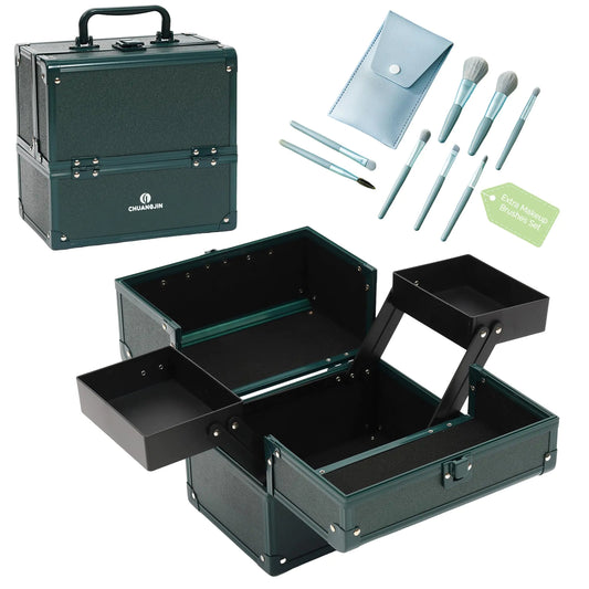Dluxe Ave.  2 Trays Makeup Box Organizer / Green Pro