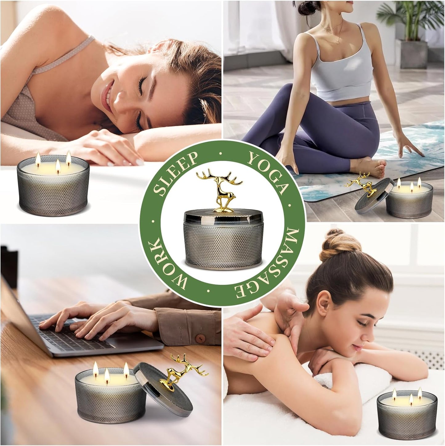 Dluxe Ave. Scented Candles for Women 10.58 oz 3 Wick Natural Soy Wax Sandalwood Candle for Home Scented Aromatherapy Candle for Women Men 50 Hours Long Lasting Highly Scented Candle Valentines Day Gift
