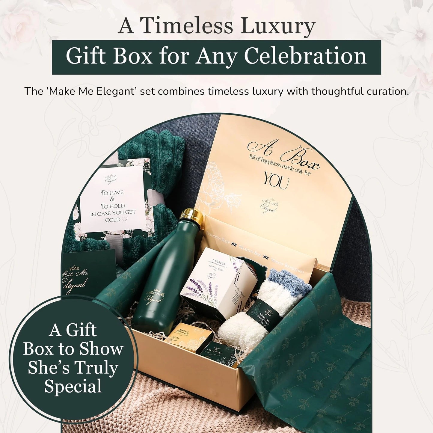 Dluxe Ave. Make Me Elegant Gift Boxes for Women - Relaxing Spa Set Self Care Package