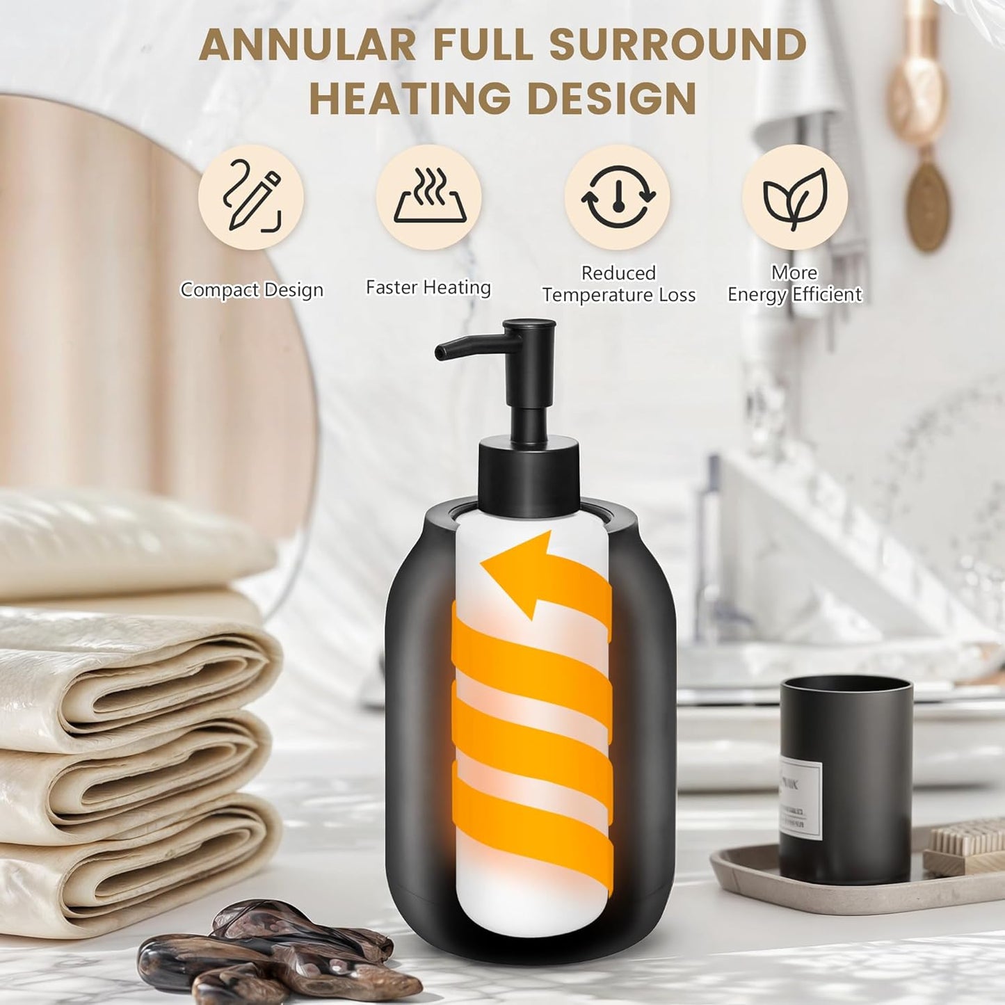 Dluxe Ave. Massage Oil Warmer Bottle Professional Electric Lotion Digital Heater for SPA Portable Oil Warmer Heated Cream for Beauty Salon Home with ℃/℉ Switchable Display Two Oil Dispenser Bottle