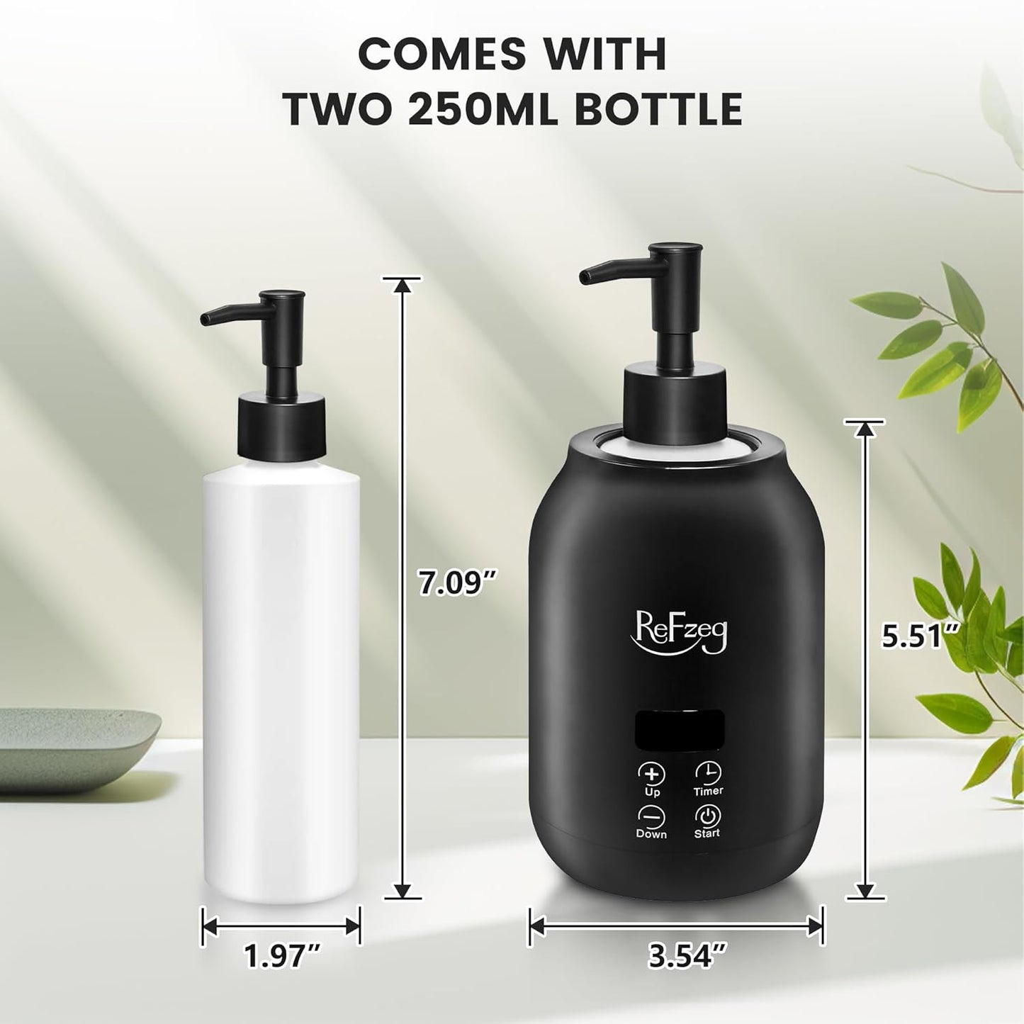 Dluxe Ave. Massage Oil Warmer Bottle Professional Electric Lotion Digital Heater for SPA Portable Oil Warmer Heated Cream for Beauty Salon Home with ℃/℉ Switchable Display Two Oil Dispenser Bottle