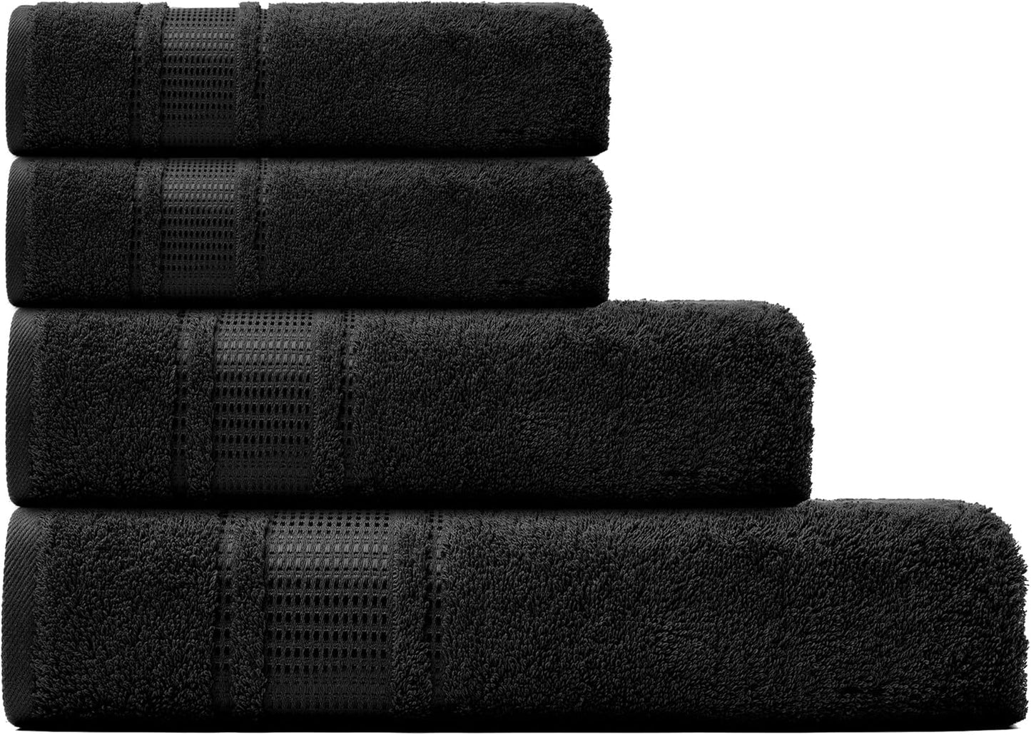 Dluxe Ave. TURKISH BATH TOWEL SET/ Cotton Soft/ 8 Piece (Jet Black)