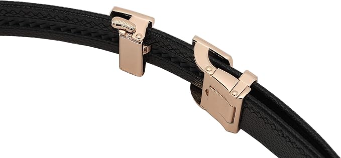 Dluxe Ave. Mens Classic Fashion Automatic Buckle Design Leather Belt Business Belt (H-Gold 120cm/47.3inch(Fit 26-44)(Can be cut))