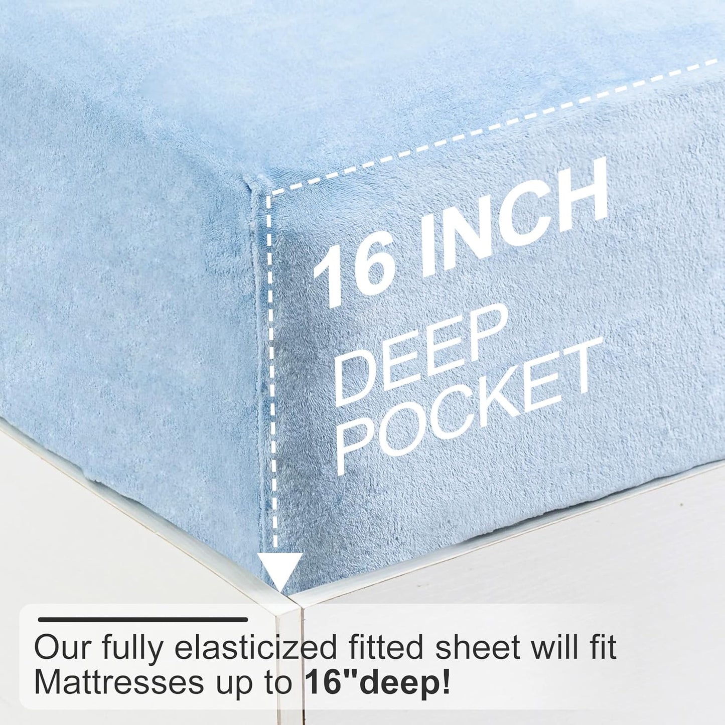 Dluxe Ave ( TWIN ) 3 Pcs Fleece Bed Sheet Set, Velvet Plush Sheets, Blue