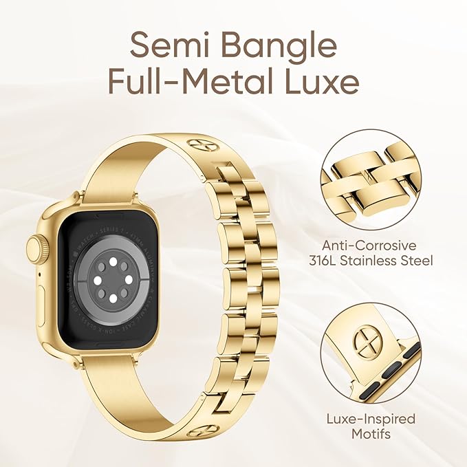 Dluxe Ave. Missair Compatible with Apple Watch Band 38mm 40mm 41mm 42mm 44mm 45mm 46mm 49mm Love Bracelet Women Dressy Jewelry Stainless Steel Metal Strap Wristband for iWatch Series 10 9 8 7 6 5 4 3 SE Ultra