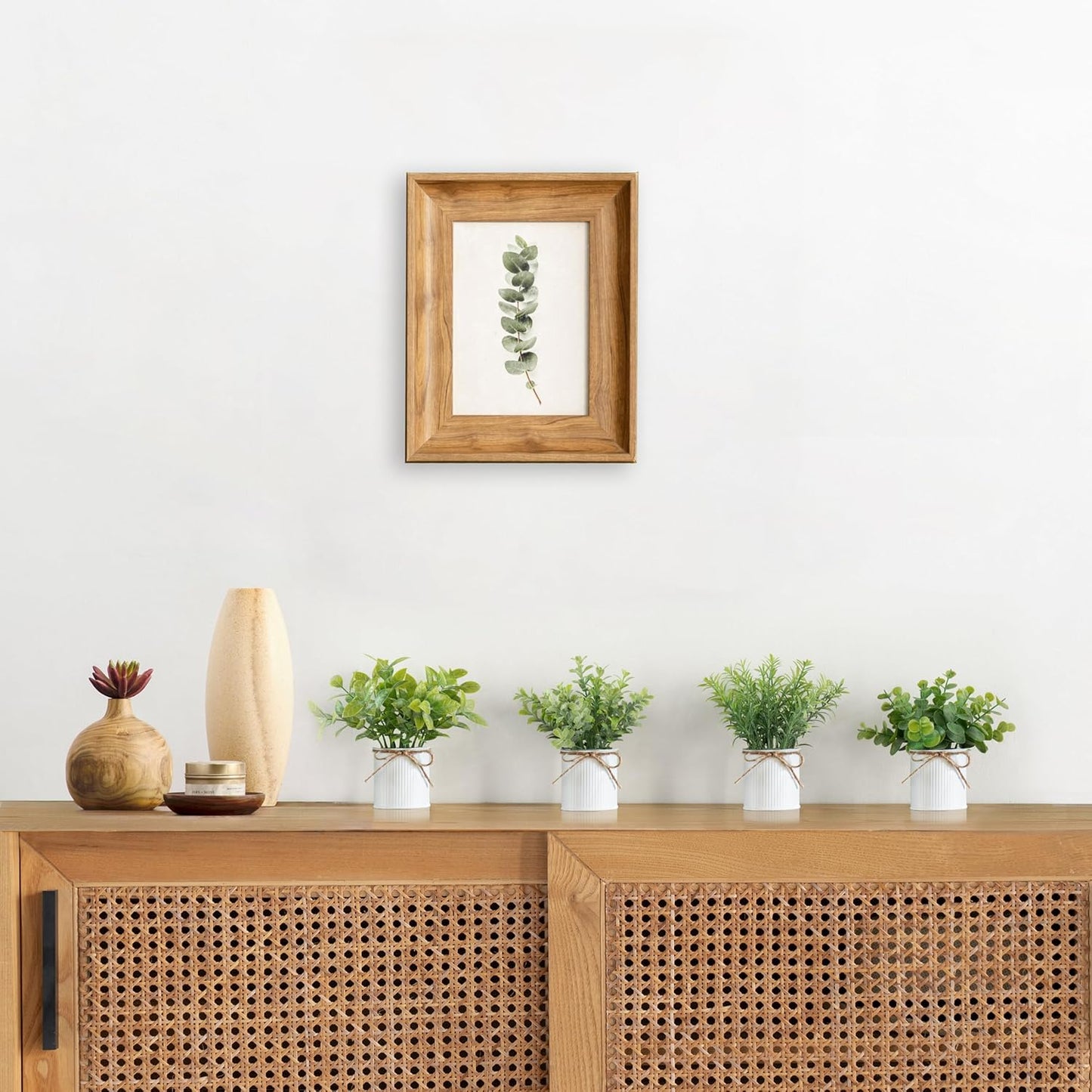 Dluxe Ave. 4 Packs Small Fake Plants in Galvanized Pots, Artificial Plants, Faux Eucalyptus for Home Decor (White)