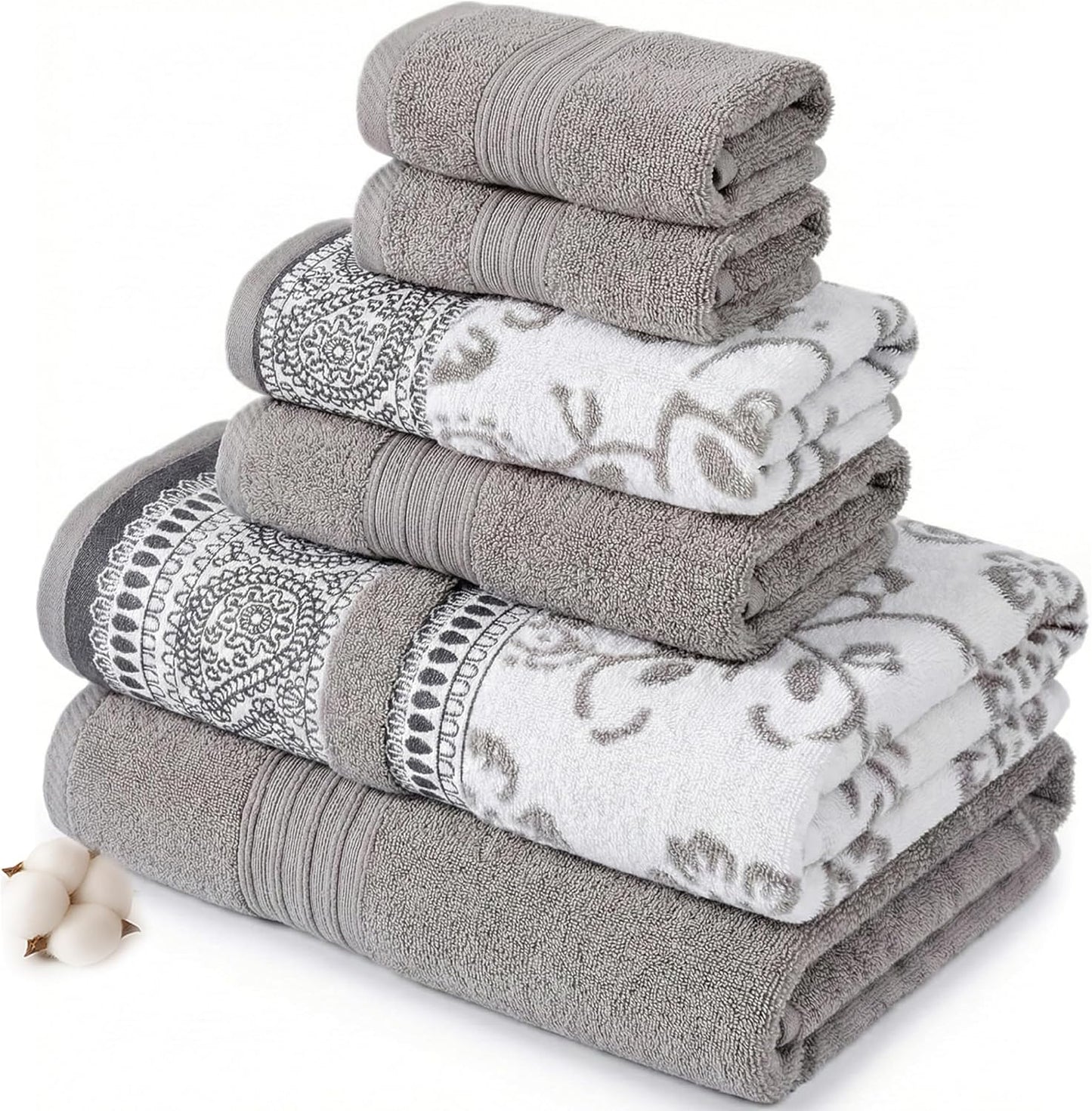 Dluxe Ave.  Yarn Dyed Jacquard/ Solid Towel Set, 6 Piece Set