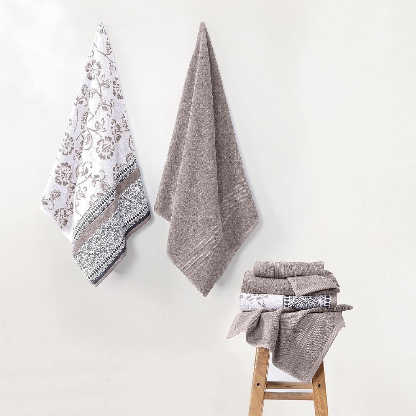 Dluxe Ave.  Yarn Dyed Jacquard/ Solid Towel Set, 6 Piece Set
