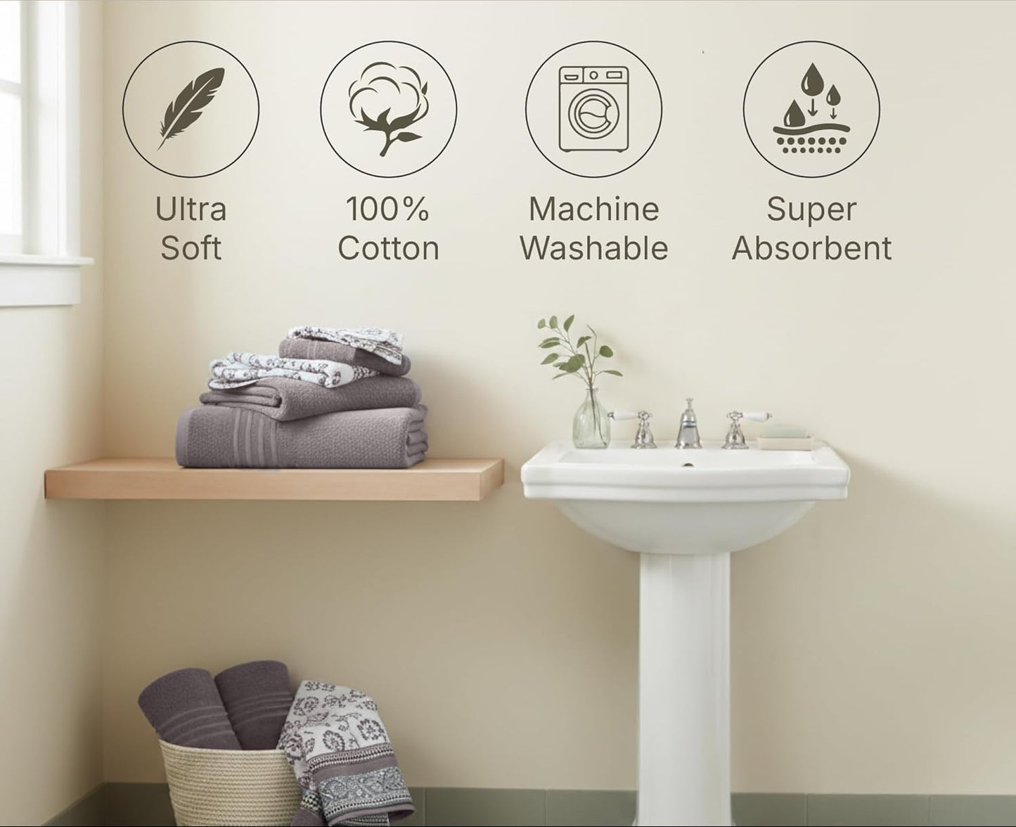 Dluxe Ave.  Yarn Dyed Jacquard/ Solid Towel Set, 6 Piece Set