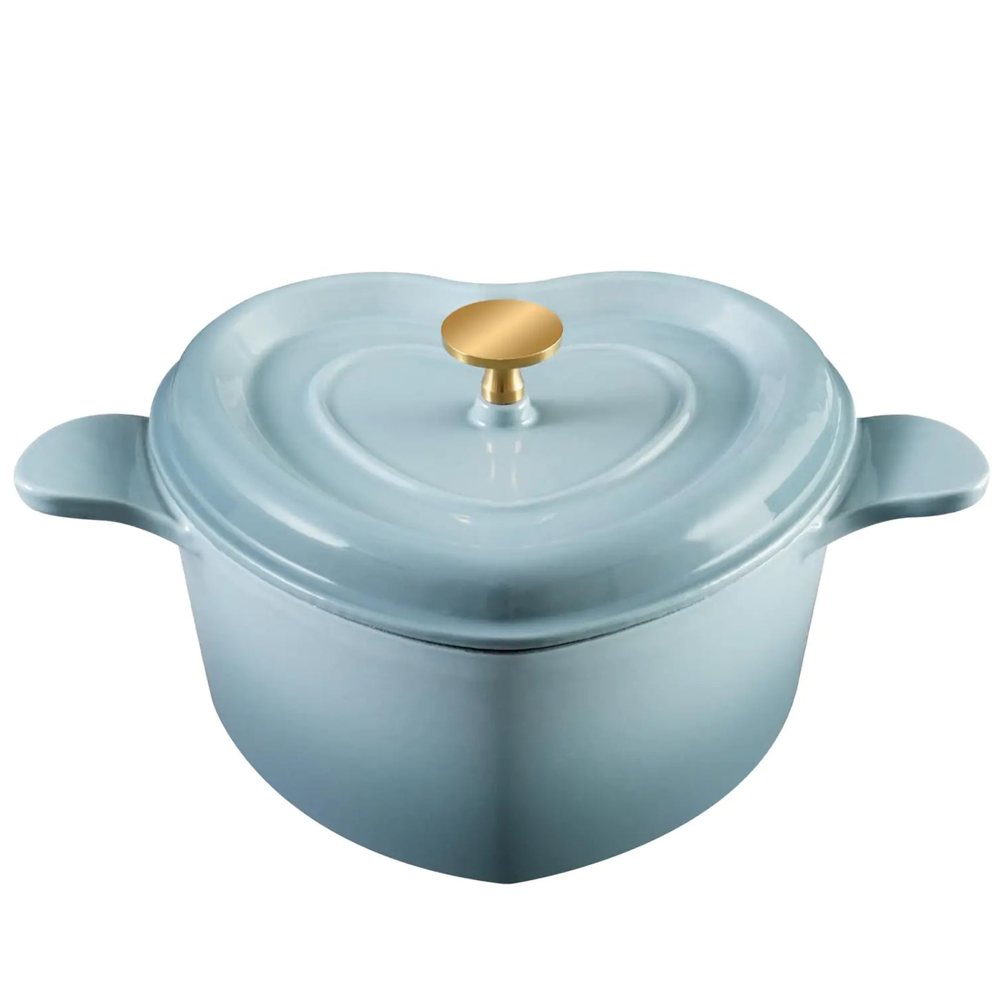 Dluxe Ave. Heart Shaped Dutch Oven 3 qt./Cast Iron with Lid Enameled (Light Blue)