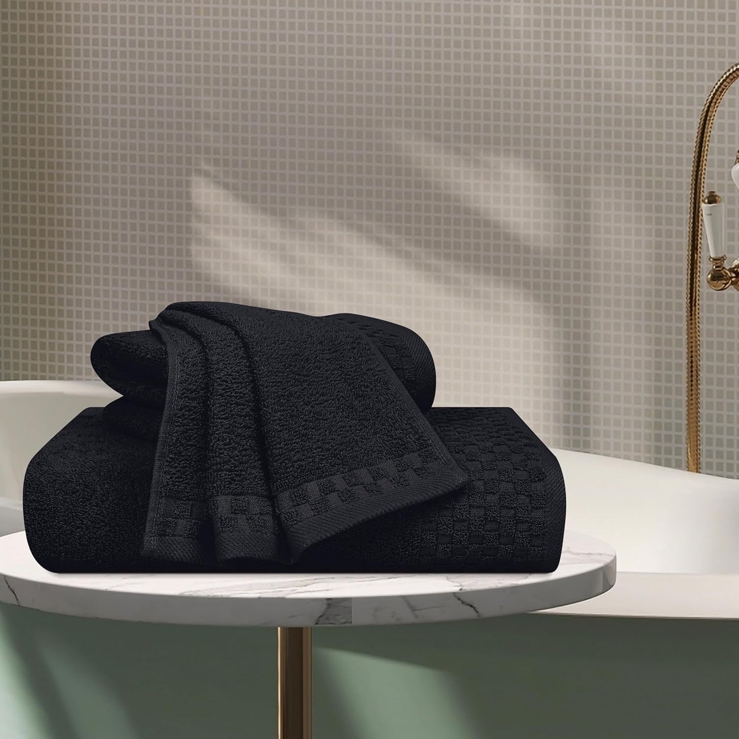 Dluxe Ave.  Ultra Soft Cotton Towel Set, 3 Pack (Black)