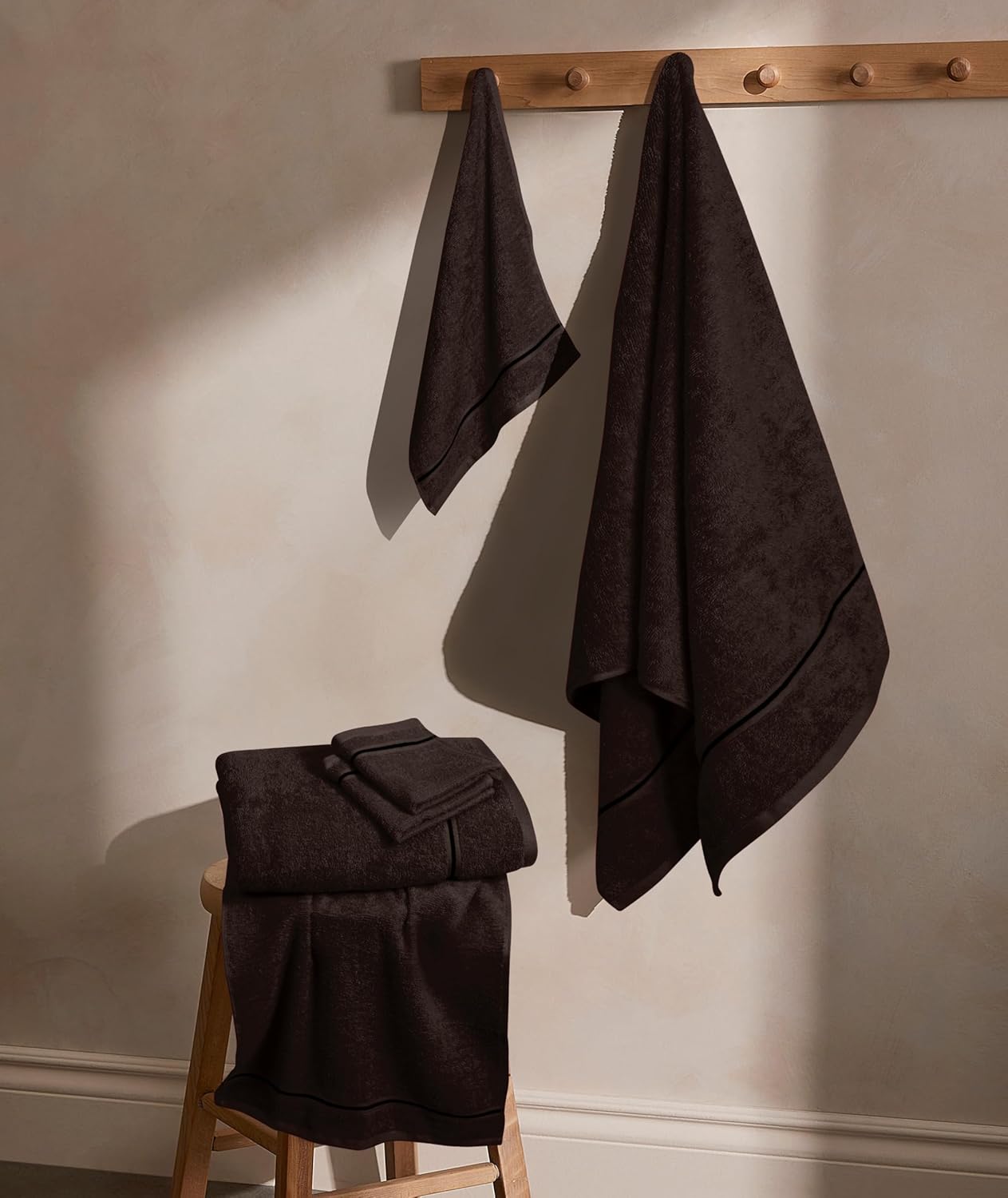 Dluxe Ave. MyOwn Ultra Soft Cotton, 6 -Piece Hand Towel Set, 16x24 Inch, Multi Purpose Hand Towels (Chocolate Brown)