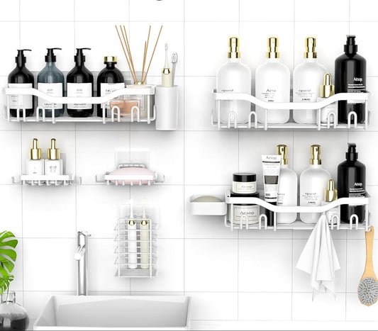 Dluxe Ave. Shower Caddy Adhesive Shower Organizer Bathroom/ 2 Pack (White)