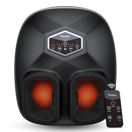 Dluxe Ave. Howdy Foot Massager Shiatsu with Heat and Remote Electric Foot Massager Machine Christmas Gift for Mom/Dad Relax 3 Level Kneading/Vibration/Air Compression Women Men Size up to 12