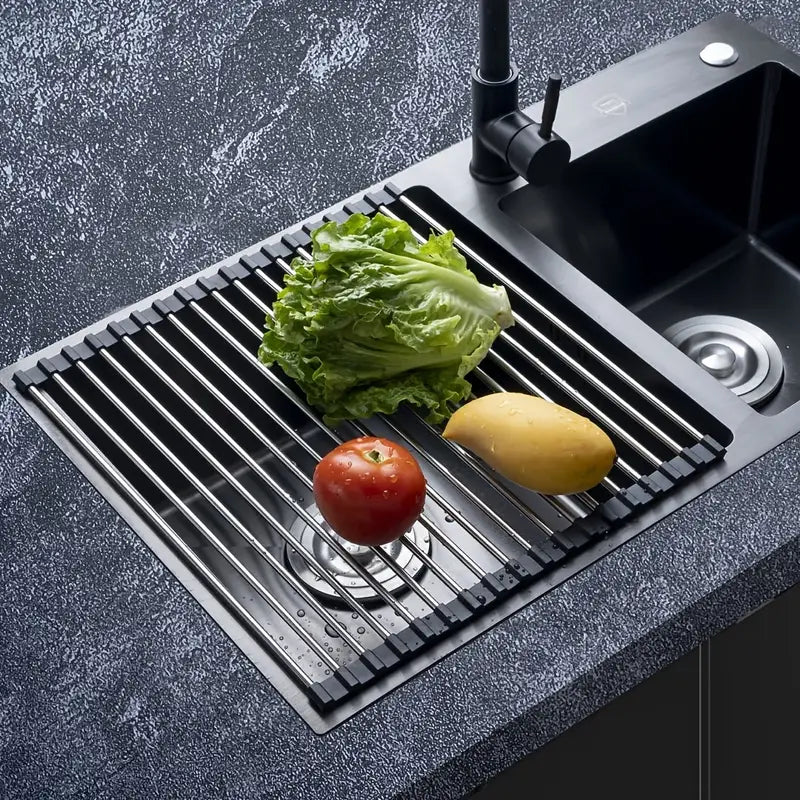 Dluxe Ave. Stainless Steel Foldable Dish Rack for Kitchen