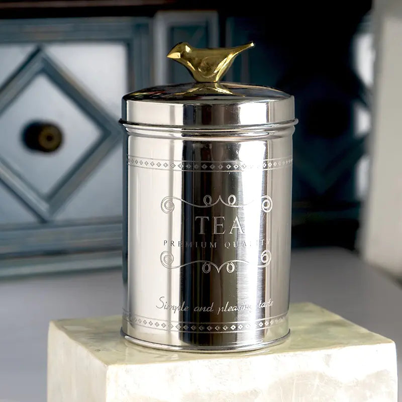 Dluxe Ave. Metal Glass Storage Jar for Coffee and Tea Decor