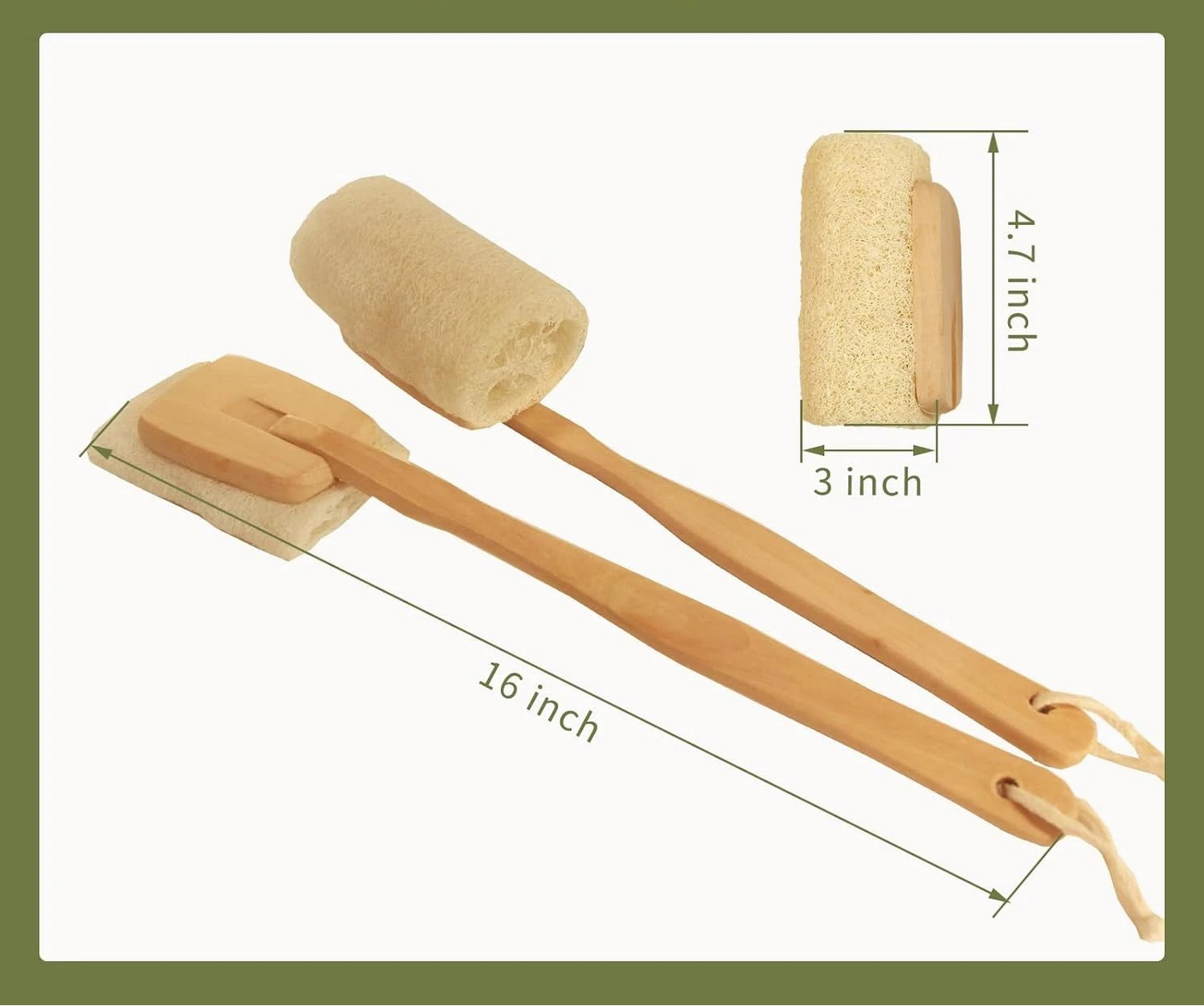 Dluxe Ave. Natural Loofah Brush for Shower(2Pack) with Handle, Back Scrubber, Exfoliating