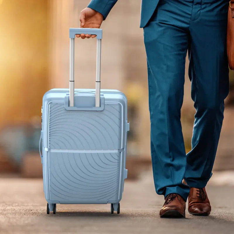 Dluxe Ave. Luggage Set 3-Pcs/20-inch 24-inch 28-inch/Spinning Wheels/PP Hardside (Light Blue)