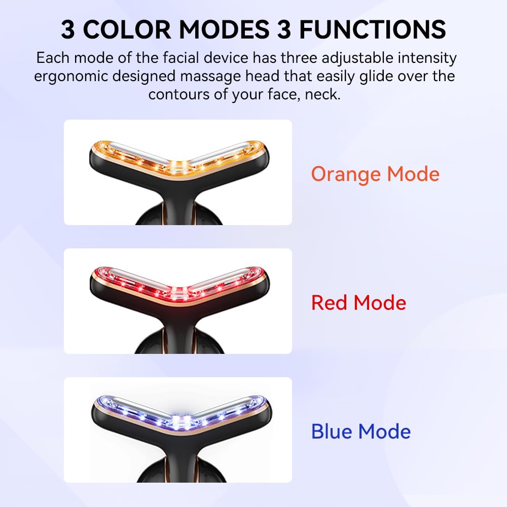Dluxe Ave. Neck Face Massager Multifunctional Facial Massager Face Sculpting Tool for Skin Care and Double Chin with Vibration Thermal (Black Gold)