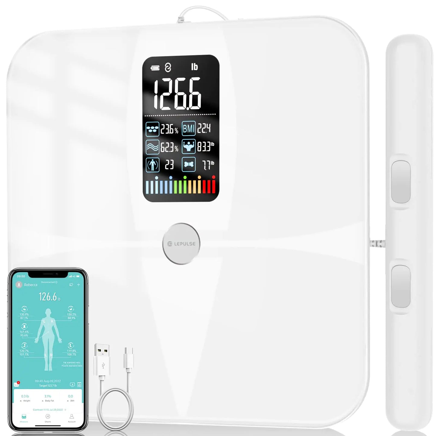 Dluxe Ave. Scales for Body Weight and Fat Lepulse 8 Electrode Smart Body Fat