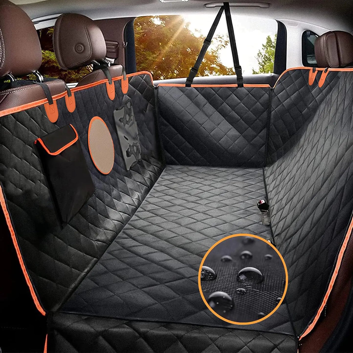 Dluxe Ave. INFURTURE Back Seat Extender for Dogs with Hard Bottom Dog Car Seat Cover Holds 460lbsSturdy Backseat Extender for Dogs Nonslip Waterproof Dog Hammock for Car Dog Car Bed for Car SUV