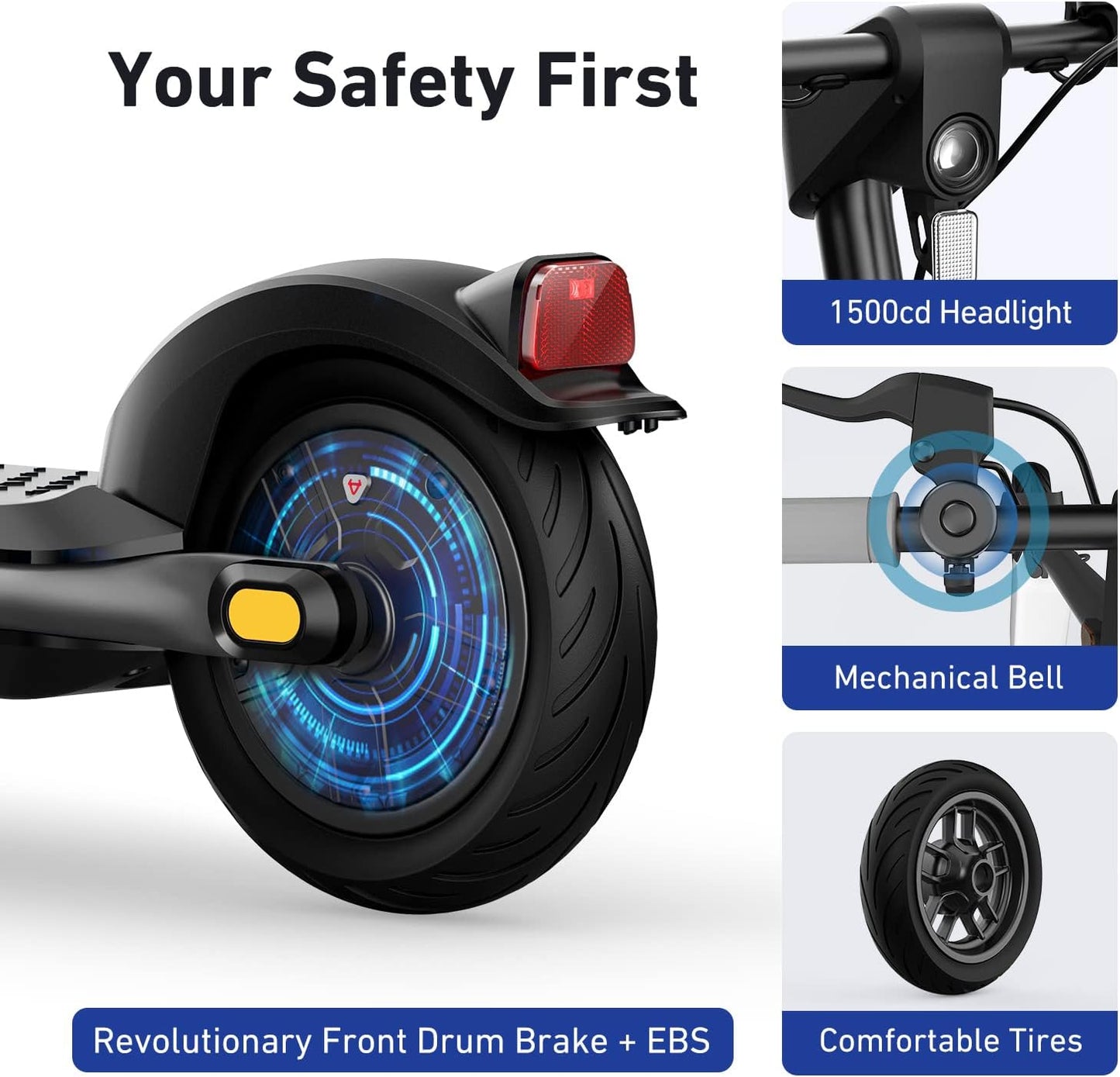 Dluxe Ave. OKAI ES51 Electric Scooter - 15.5 Miles Range & 15 MPH 500W Peak Motor 8" Flat-Free Tires Lightweight and Foldable Electric Scooter for Teens and Kids