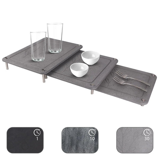 Dluxe Ave. Stone Drying Mat for Kitchen Counter/ 3Pcs (Dark Gray)