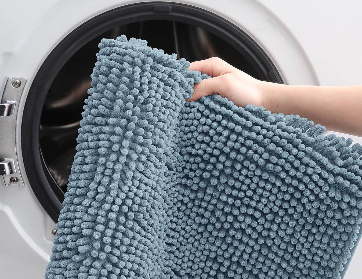 Dluxe Ave. OLANLY Bathroom Rugs 36x24 Extra Soft Absorbent Chenille Bath Rugs Rubber Backing Quick Dry Machine Washable Bath Mats Airy Blue