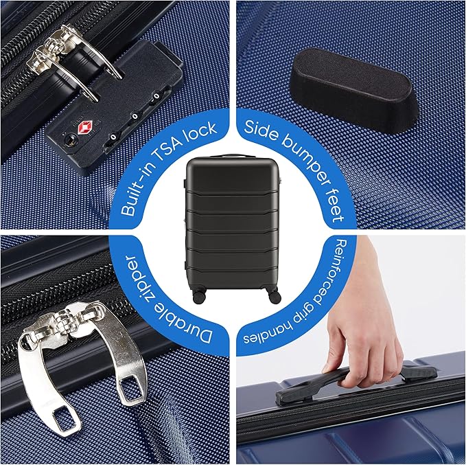 Dluxe Ave. Hardside Luggage with Spinner Wheels/ Expandable/TSA Lock/ Lightweight (Blue) 28-Inch