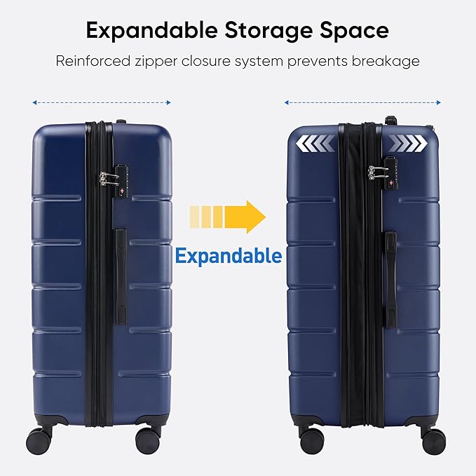 Dluxe Ave. Hardside Luggage with Spinner Wheels/ Expandable/TSA Lock/ Lightweight (Blue) 28-Inch
