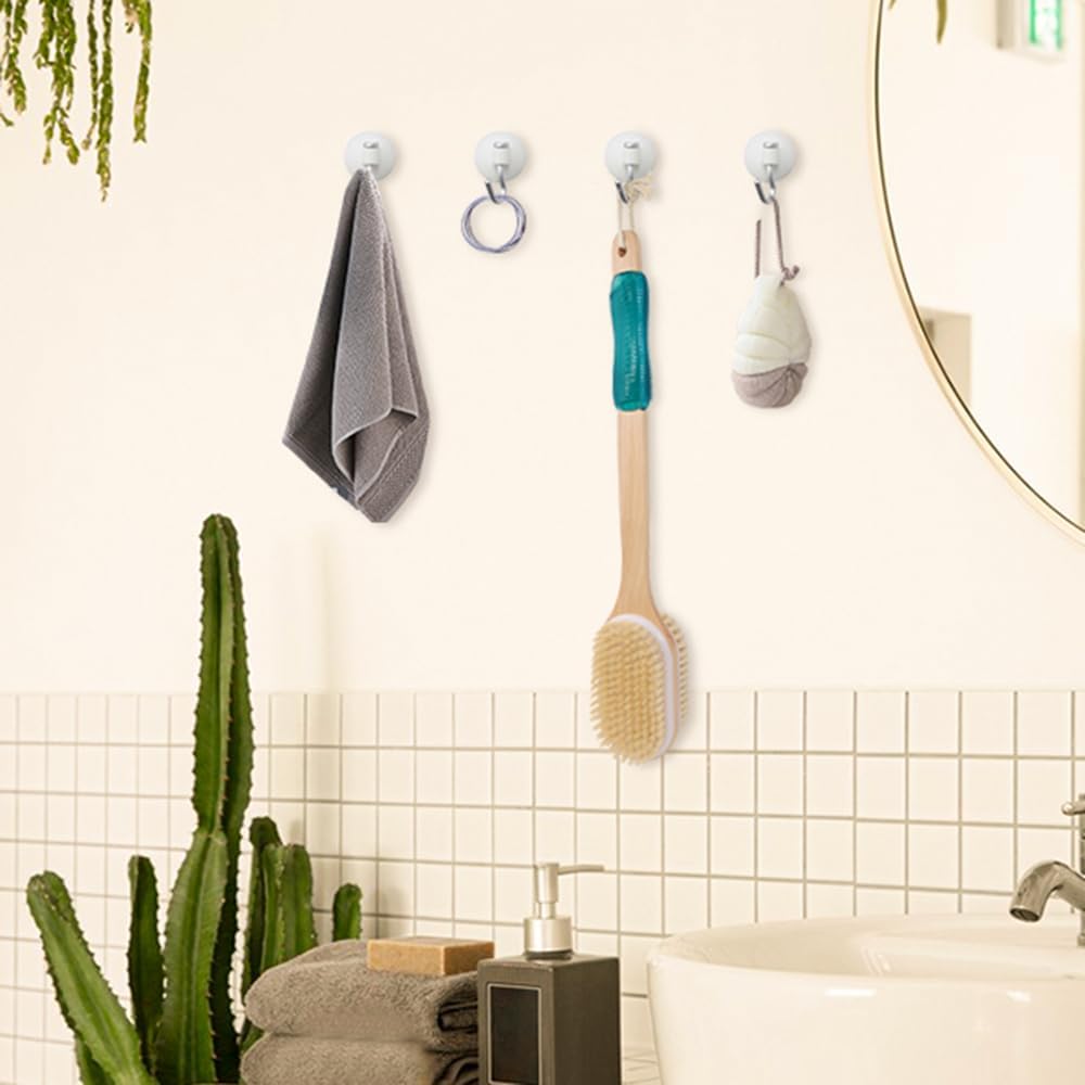 Dluxe Ave. Back Scrubber for Shower with Soft and Stiff Boar Bristles, Dual-Sided Wooden, Long Handle