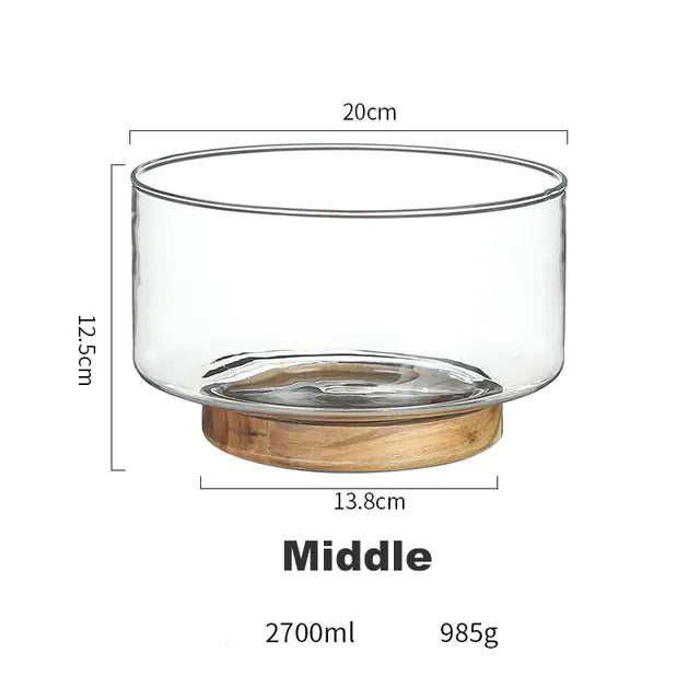 Dluxe Ave. Glass Fruit Bowl with Wooden Base