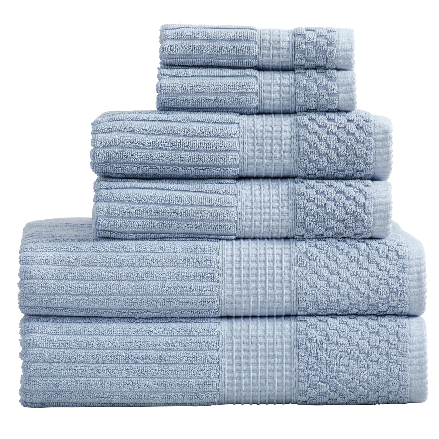 Dluxe Ave. 100% Cotton Towels, Super Soft & Absorbent, 6 Piece Set (Dusty Blue)
