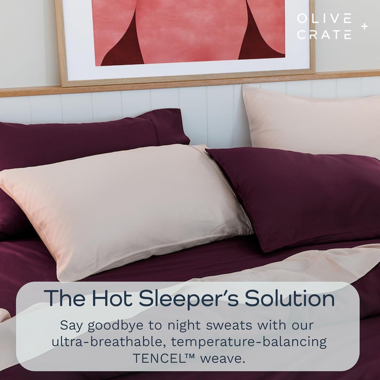 Dluxe Ave. ( KING) 4 Pcs Olive + Crate Luxury Series 100% Tencel Eucalyptus Sheets Set, Super Soft, Deep Pocket to 18, Dusk