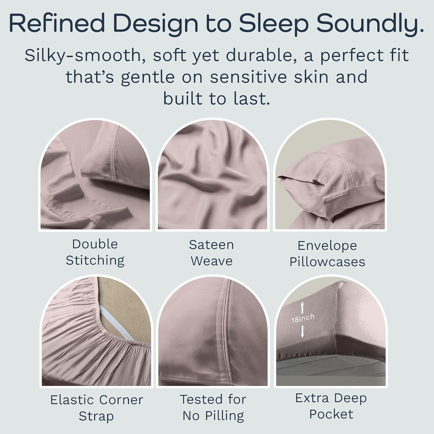 Dluxe Ave. ( KING) 4 Pcs Olive + Crate Luxury Series 100% Tencel Eucalyptus Sheets Set, Super Soft, Deep Pocket to 18, Dusk