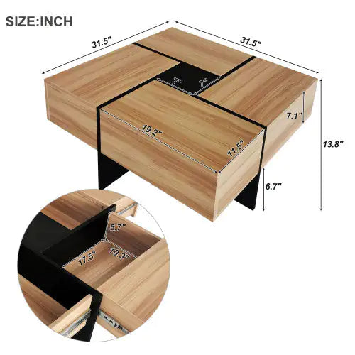 Dluxe Ave. Unique Design Coffee Table With 4 Hidden Storage Compartments