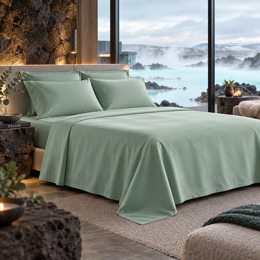 Dluxe Ave. (QUEEN) 4 Pcs Egyptian Cotton Sheets/800 Thread Count/ Sage Green